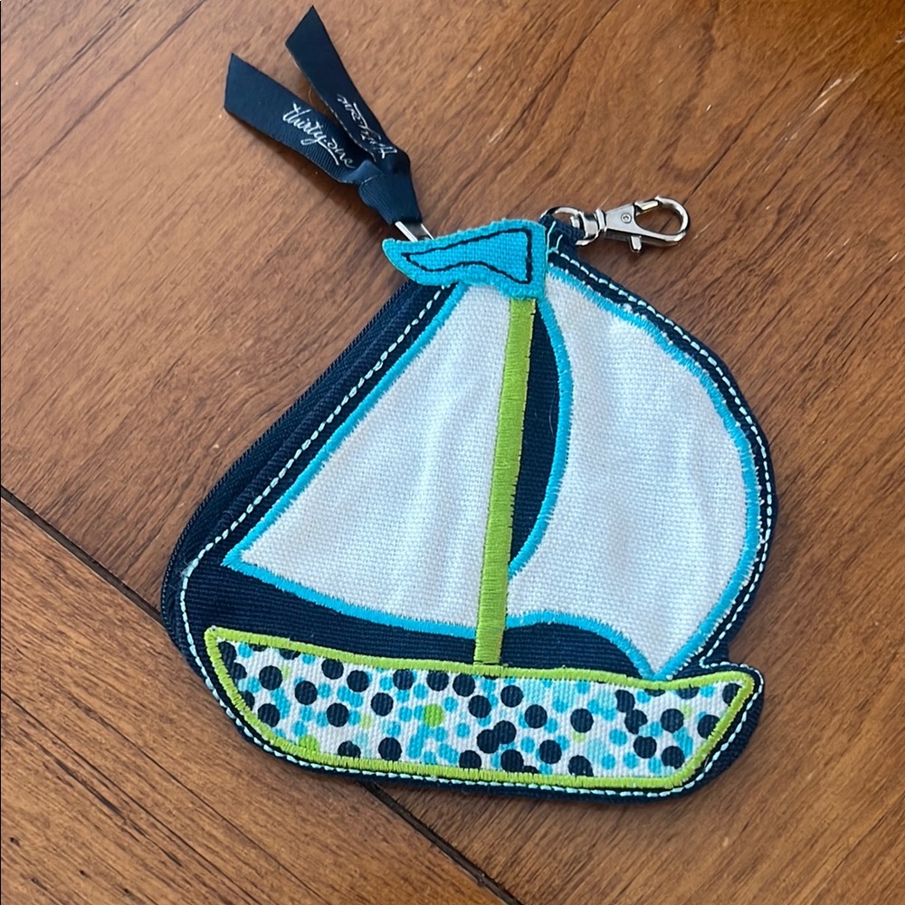 Sailboat Coin Purse - Blue and Green - ThirtyOne